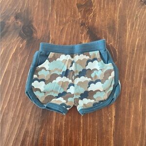 EUC Kate Quinn Retro 70s Blue Cloud Print Cotton Track Shorts 3T